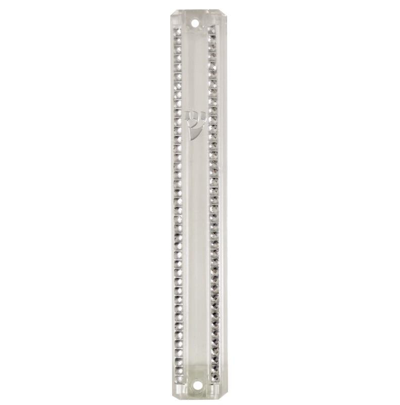Water Proof Mezuzah Holder 15cm - Clear W/Stones
