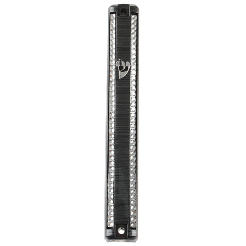 Mezuzah Holder 12cm 3D Painted - Grey W/Stones