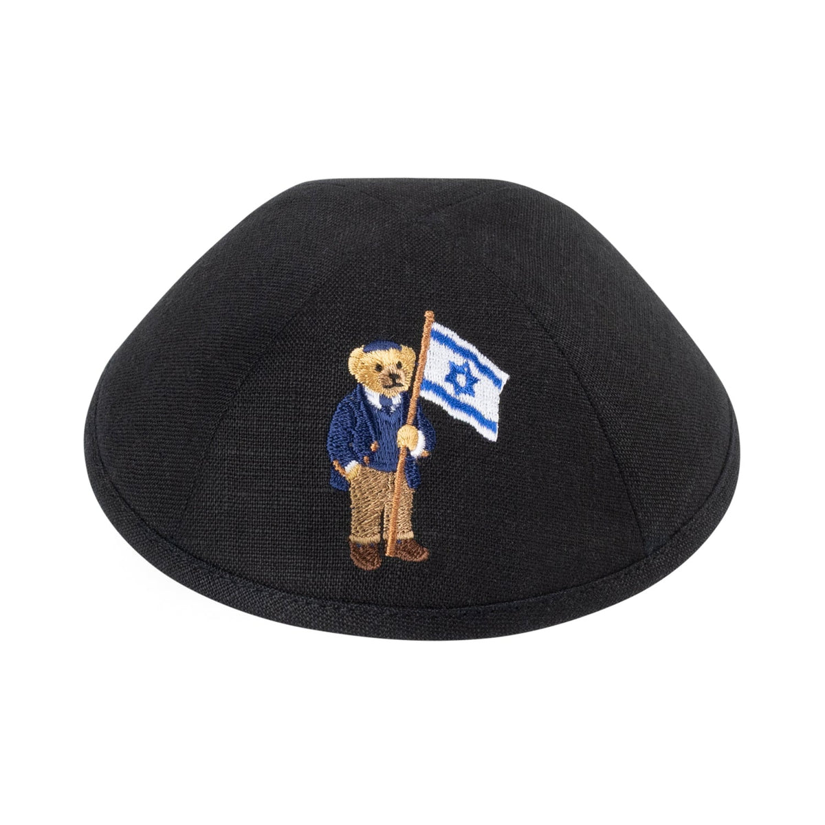 iKippah Bear Israel Flag- Black Linen