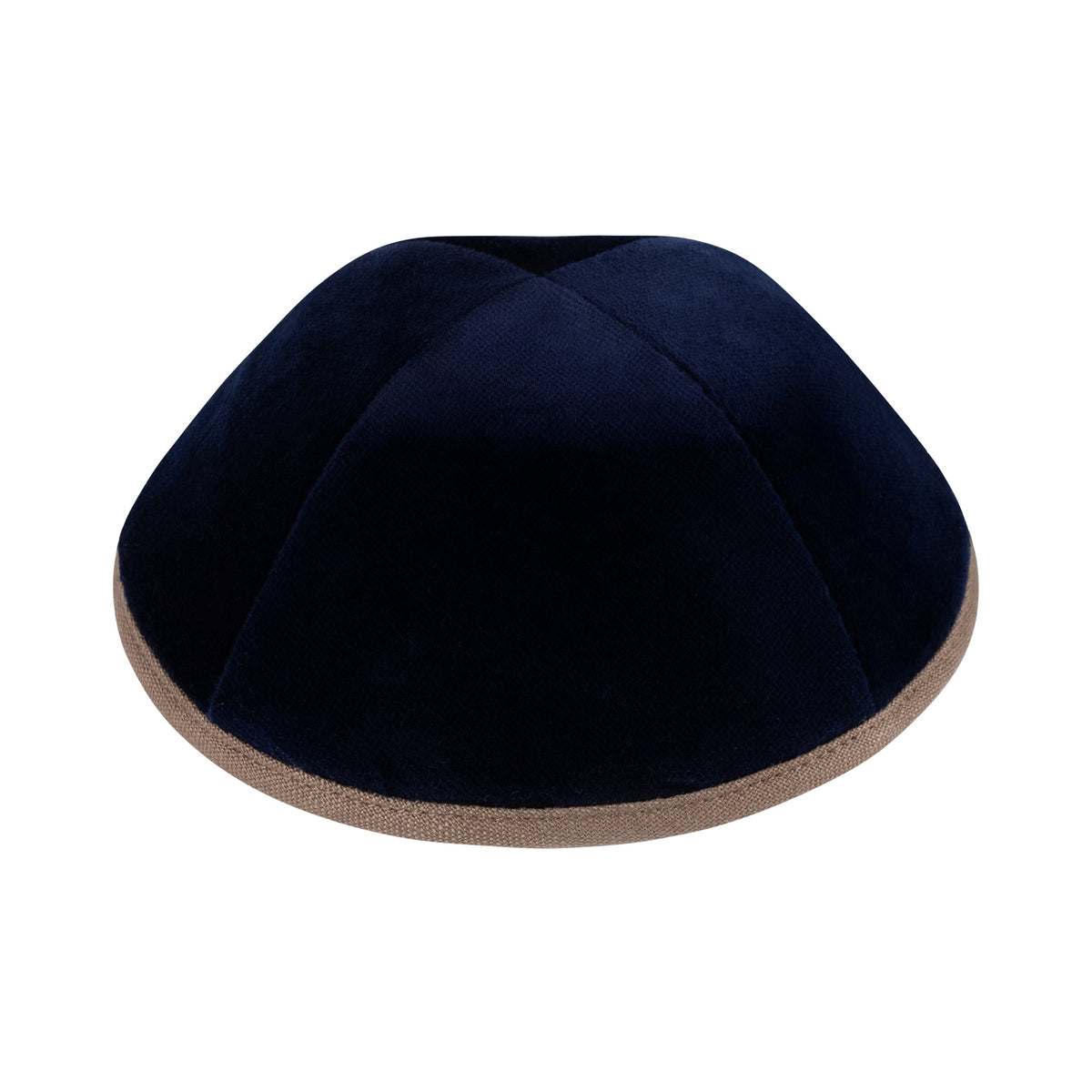 iKippah Navy Velvet W/ Mid Brown Rim