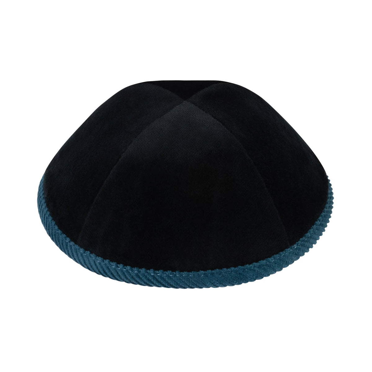 iKippah Black Velvet W/ Ocean Blue Corduroy Rim