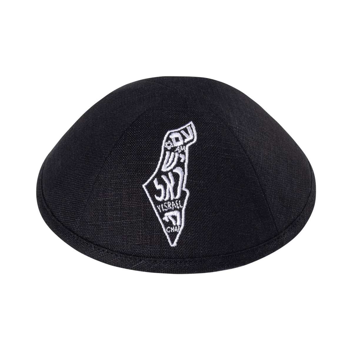 iKippah Map Of Israel - Black Linen