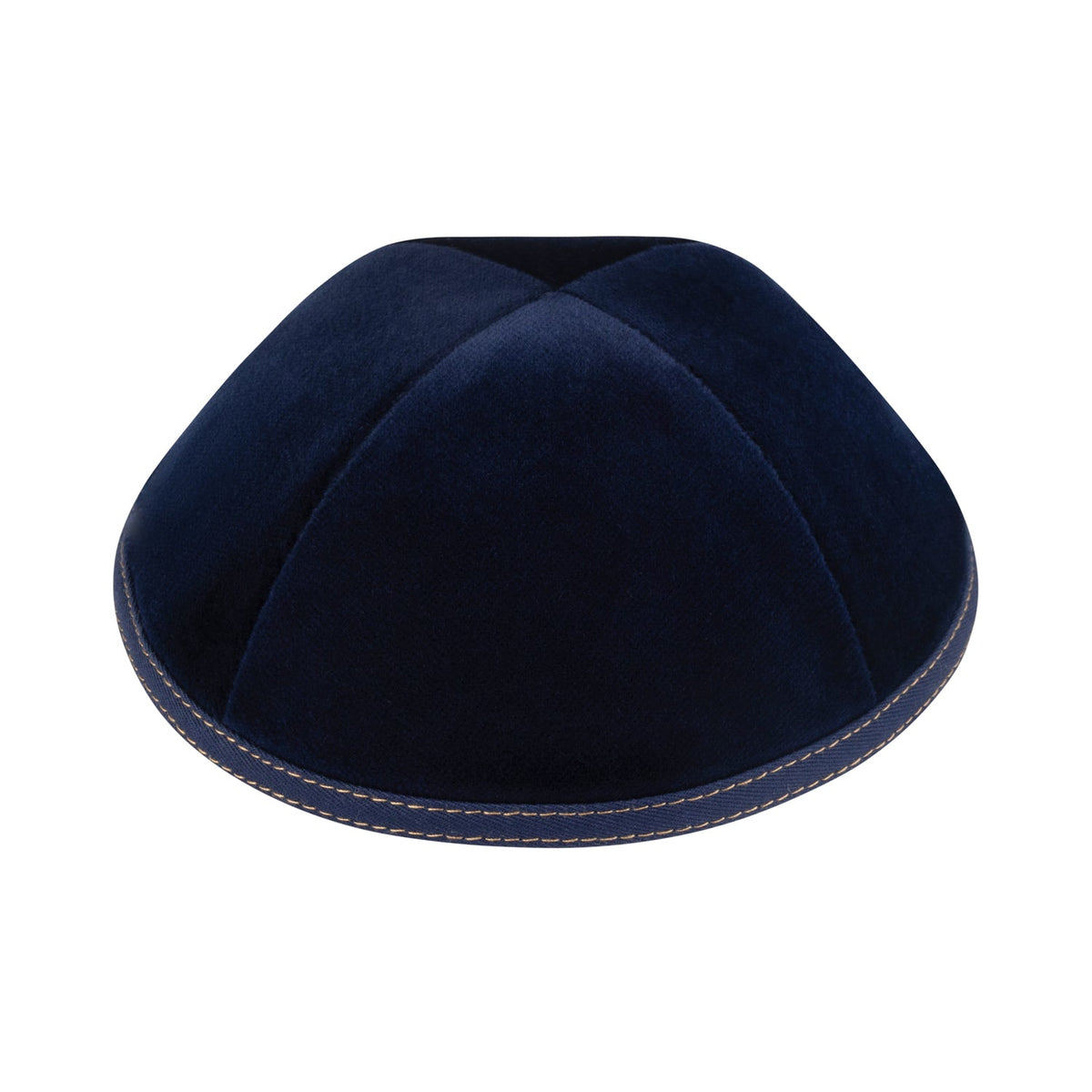 iKippah Navy Velvet W/ Camel Stitching