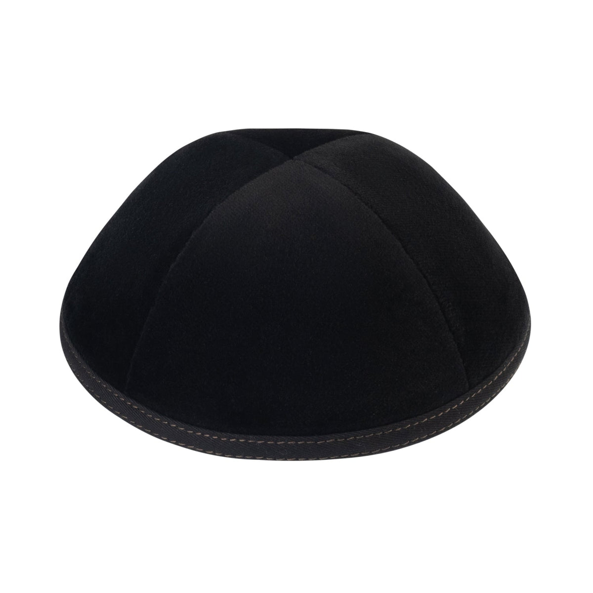 iKippah Black Velvet W/ Light Brown Double Stitching