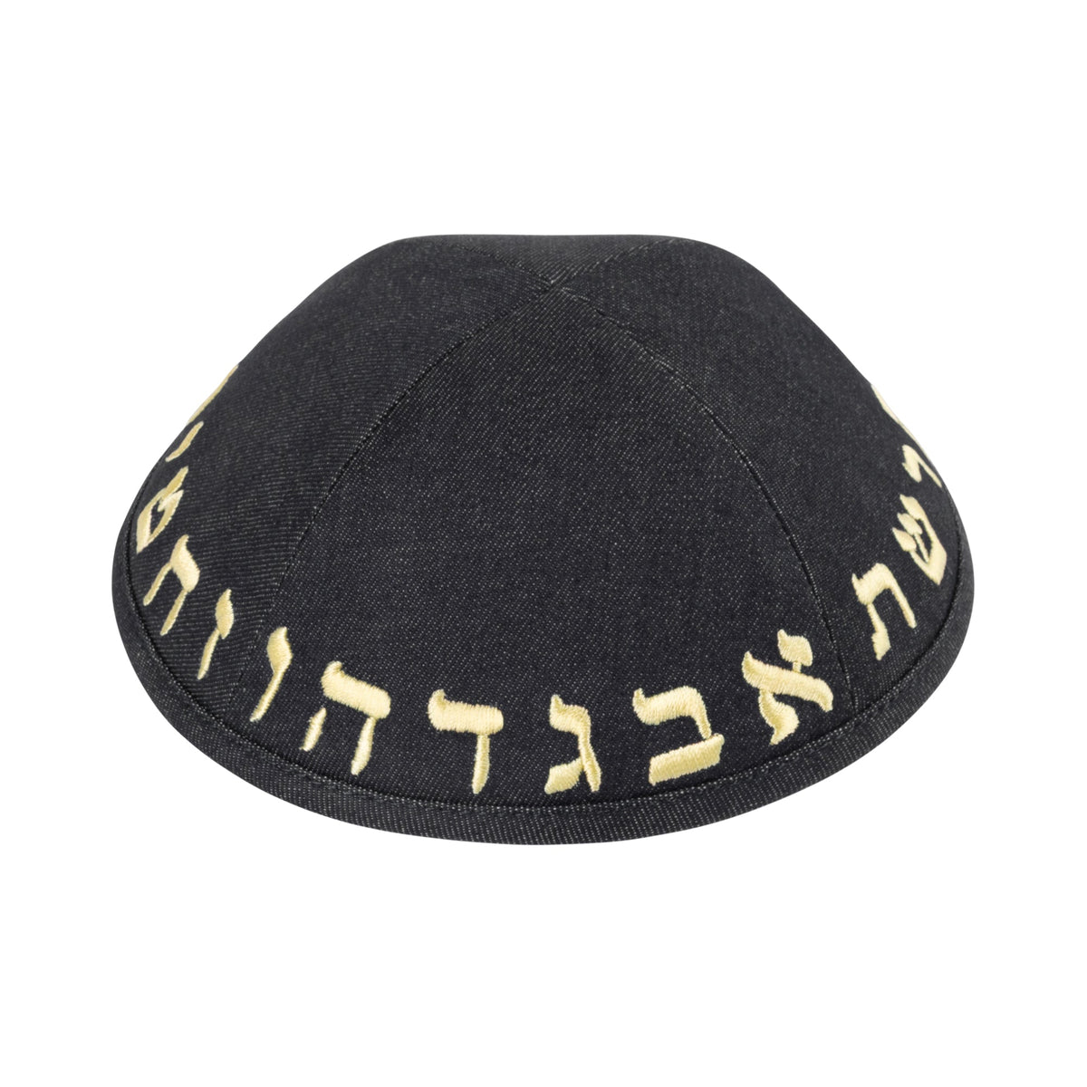 iKippah Navy Denim W/ Yellow Aleph Bais
