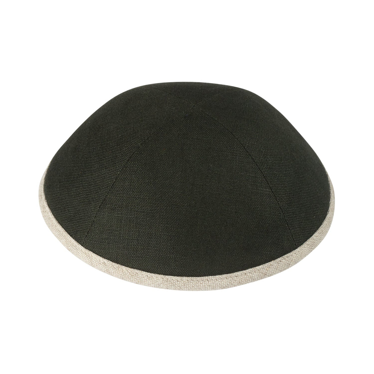 iKippah Black Linen W/ Tan Rim