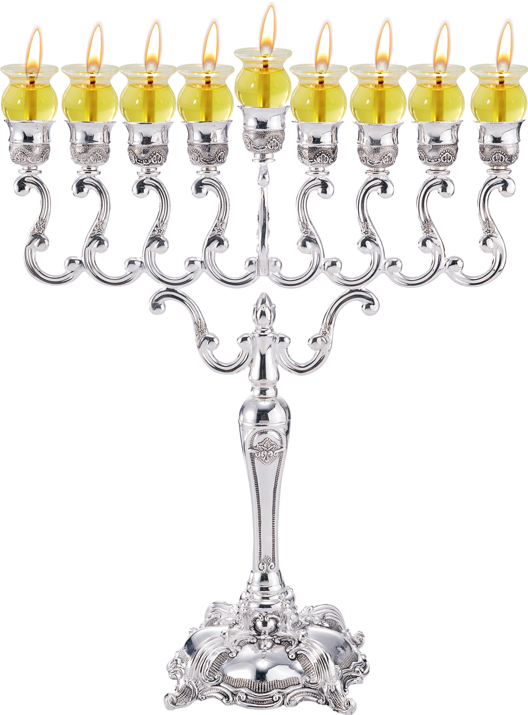 Silver Plated Hex. Oil Menorah #14