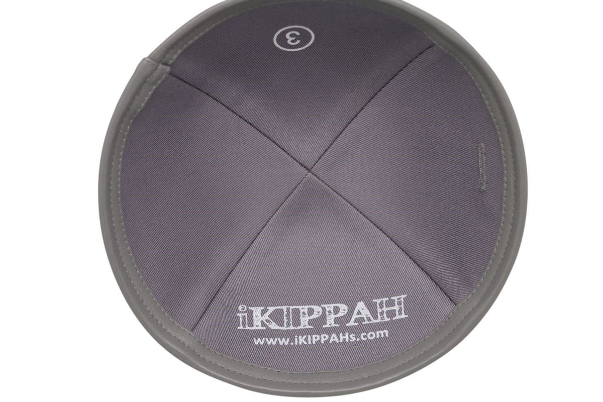 iKippah Gray Linen With Leather Rim