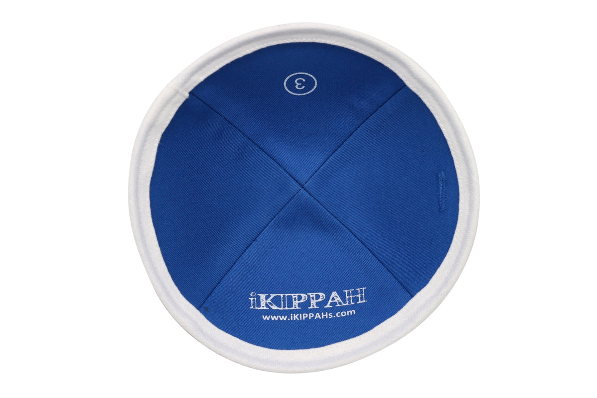 iKippah Royal Blue Linen W/ White Rim