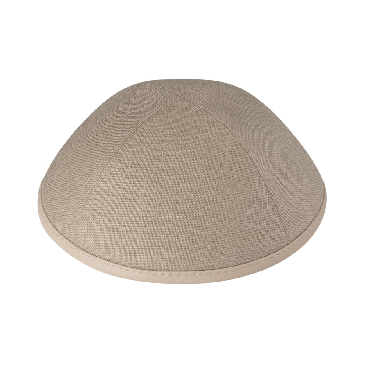iKippah Mid Beige Linen W/ Leather Rim