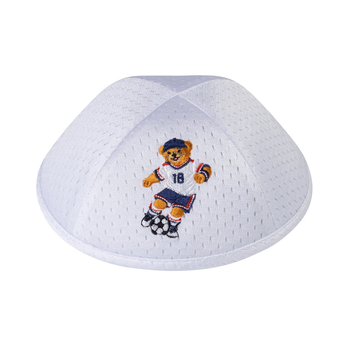 iKippah Soccer Dov Bear - White Mesh