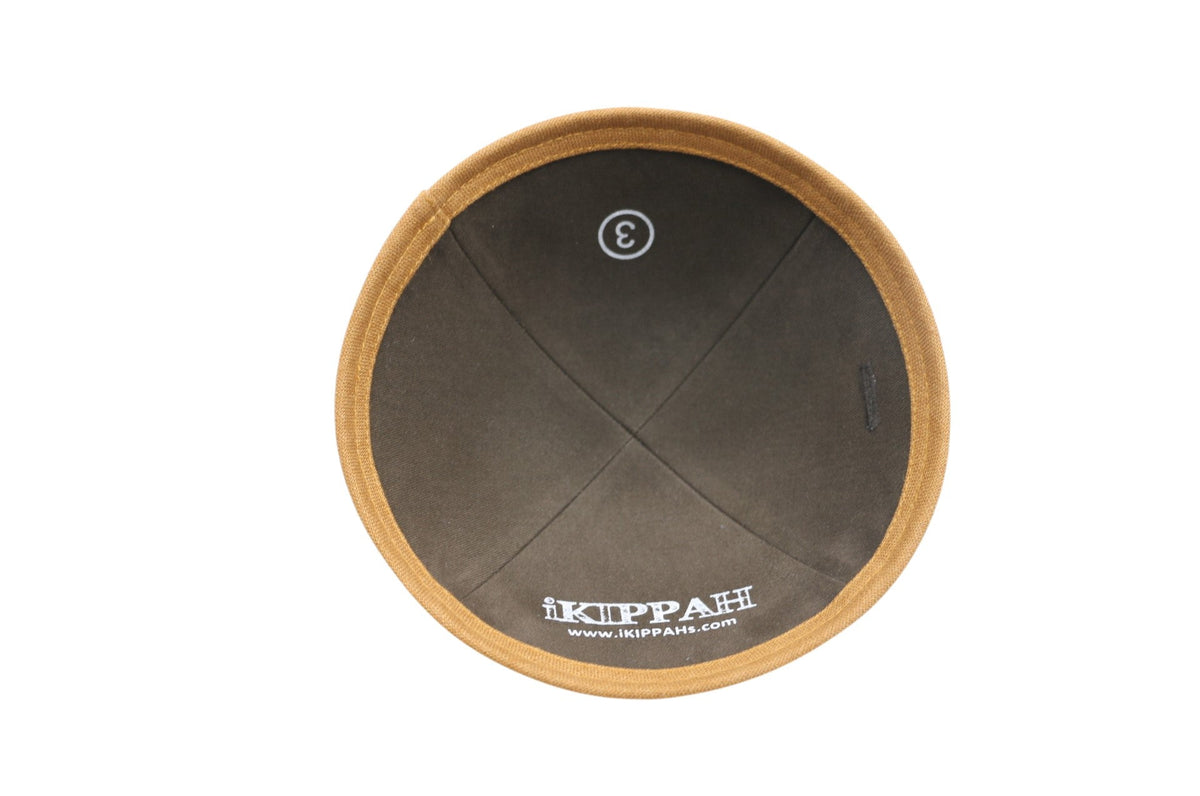 iKippah Brown Linen W/ Camel Rim