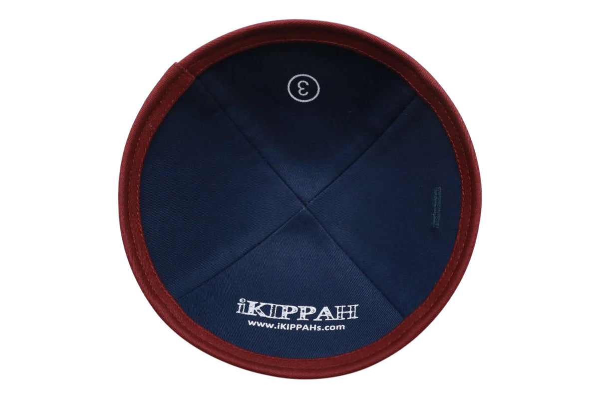 iKippah Navy Denim W/ Burgundy Rim