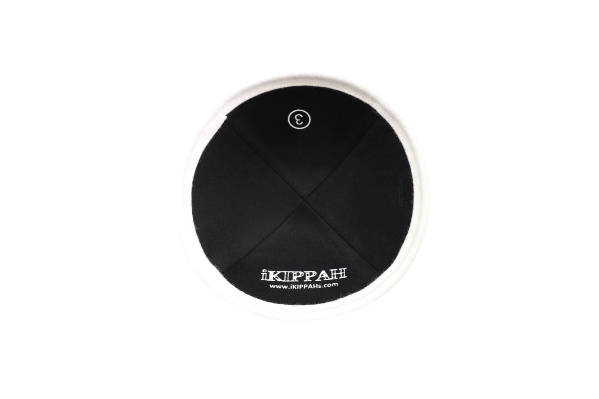 iKippah Black Wool W/ White Wool Rim