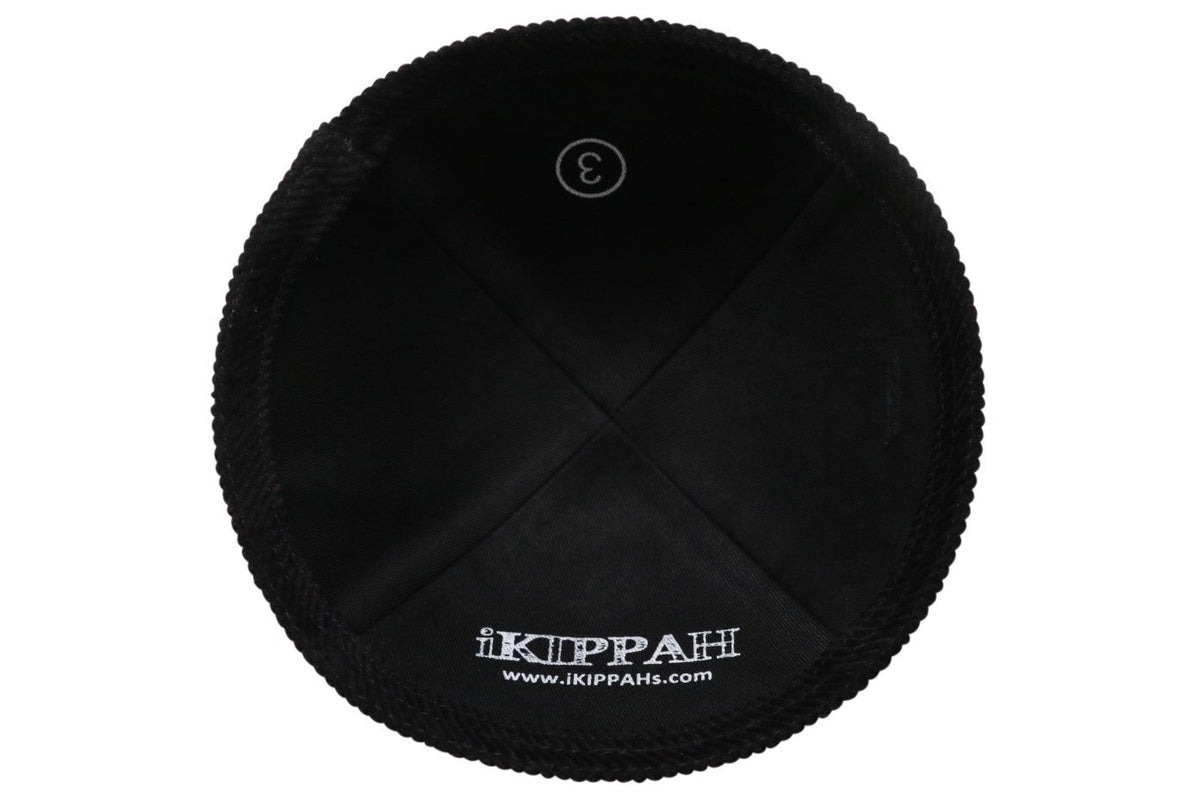 iKippah Black Corduroy W/ White Stitch