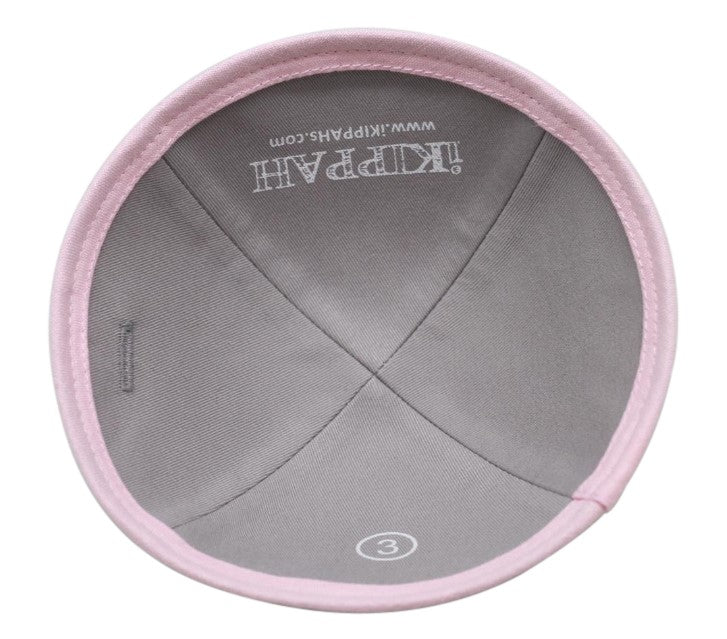 iKippah Light Gray Linen W/ Pink Rim