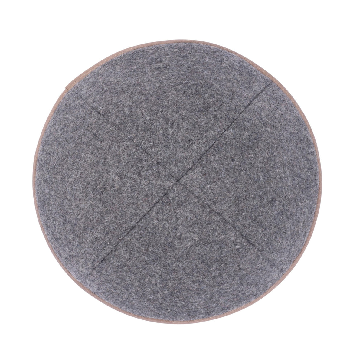 iKippah Gray Wool W/ Tan Leather Rim