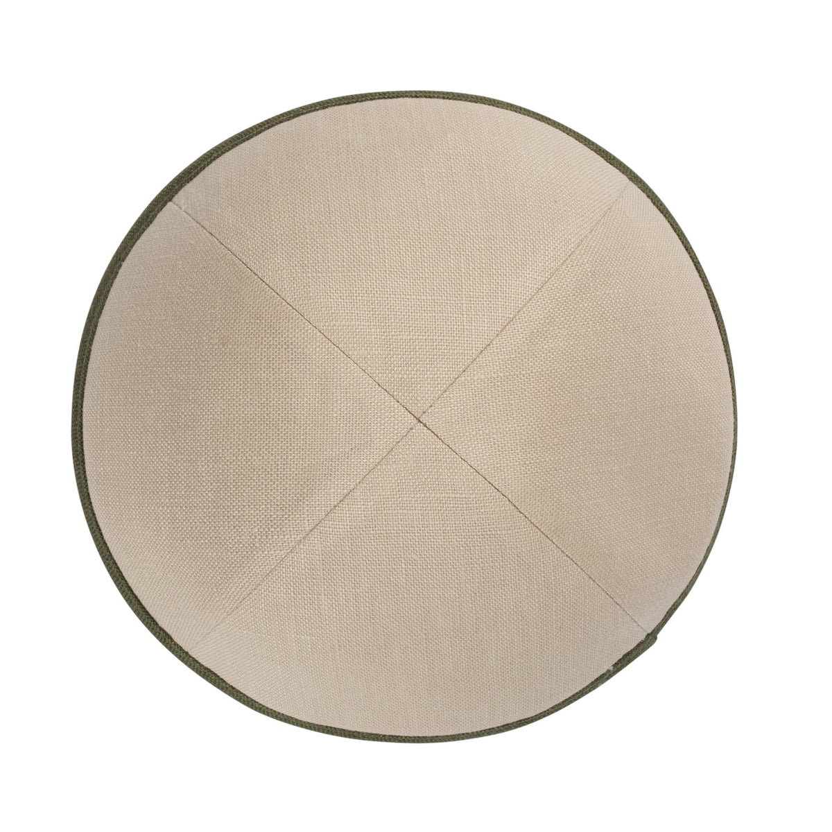 iKippah Beige Linen W/ Olive Linen Rim