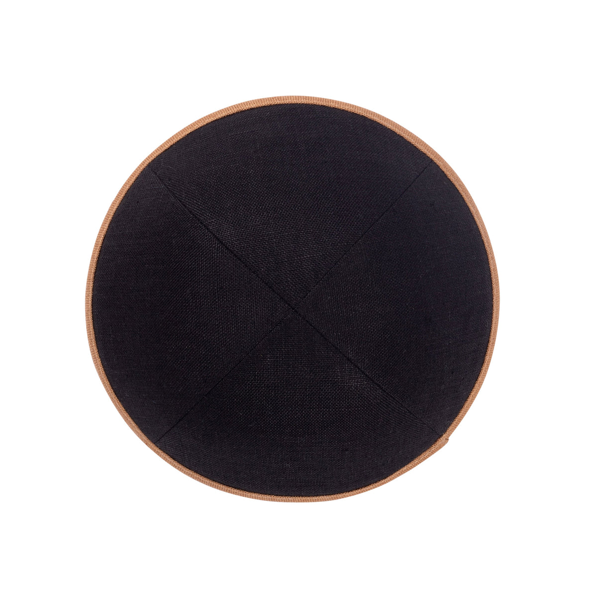 iKippah Black Linen W/ Caramel Rim
