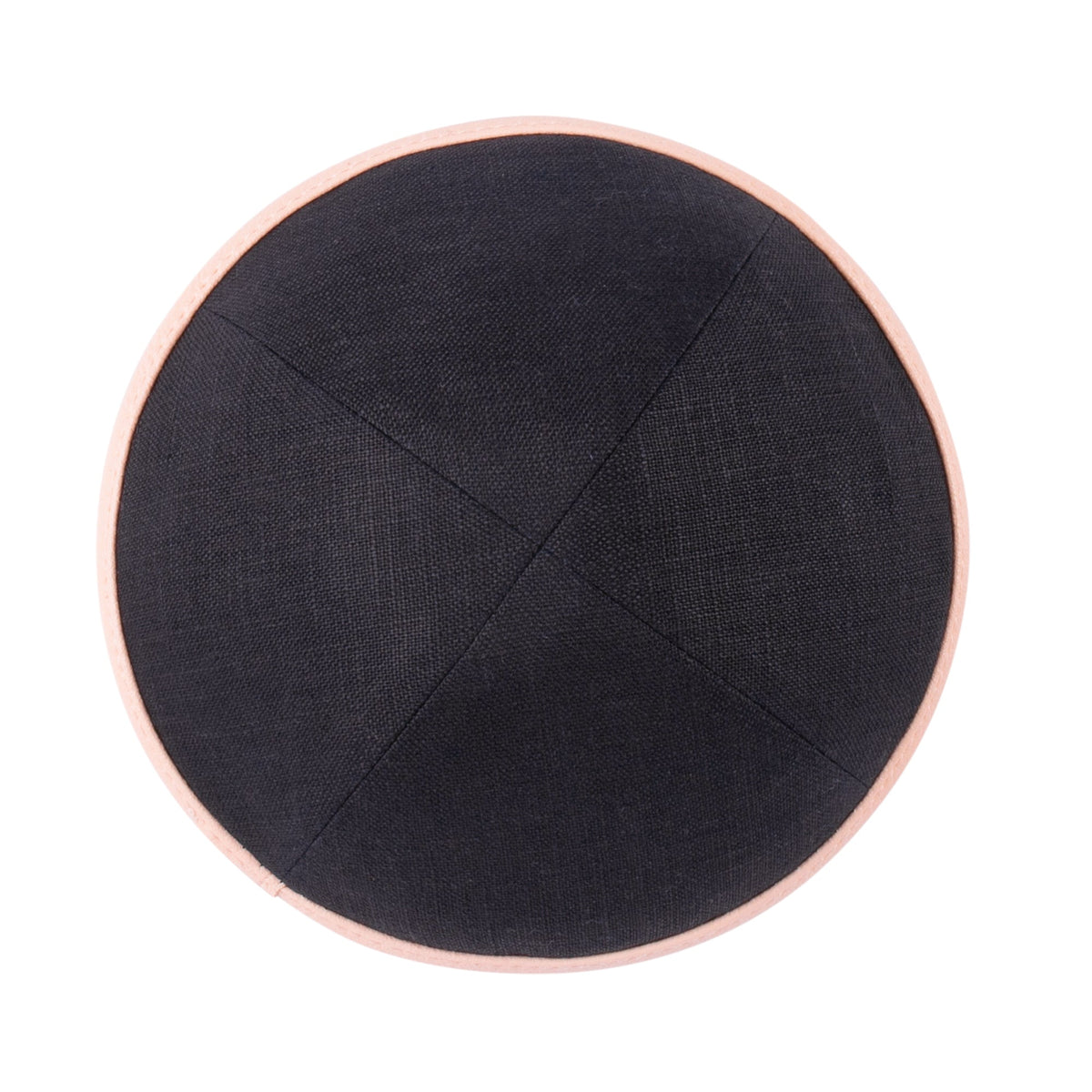 iKippah Black Linen W/ Light Pink Leather Rim