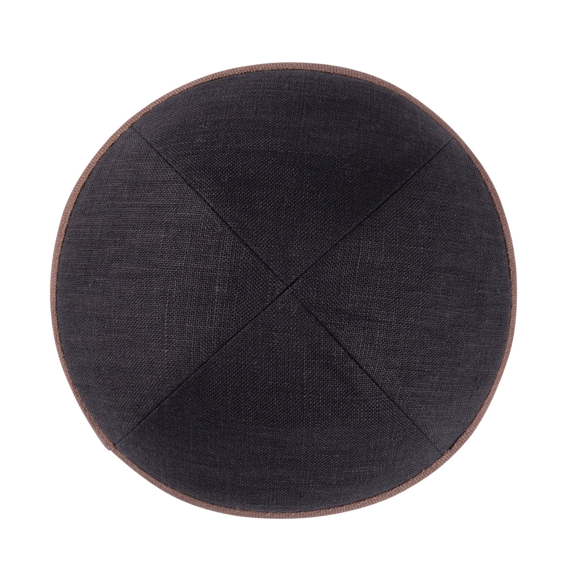 iKippah Black Linen W/ Brown Rim