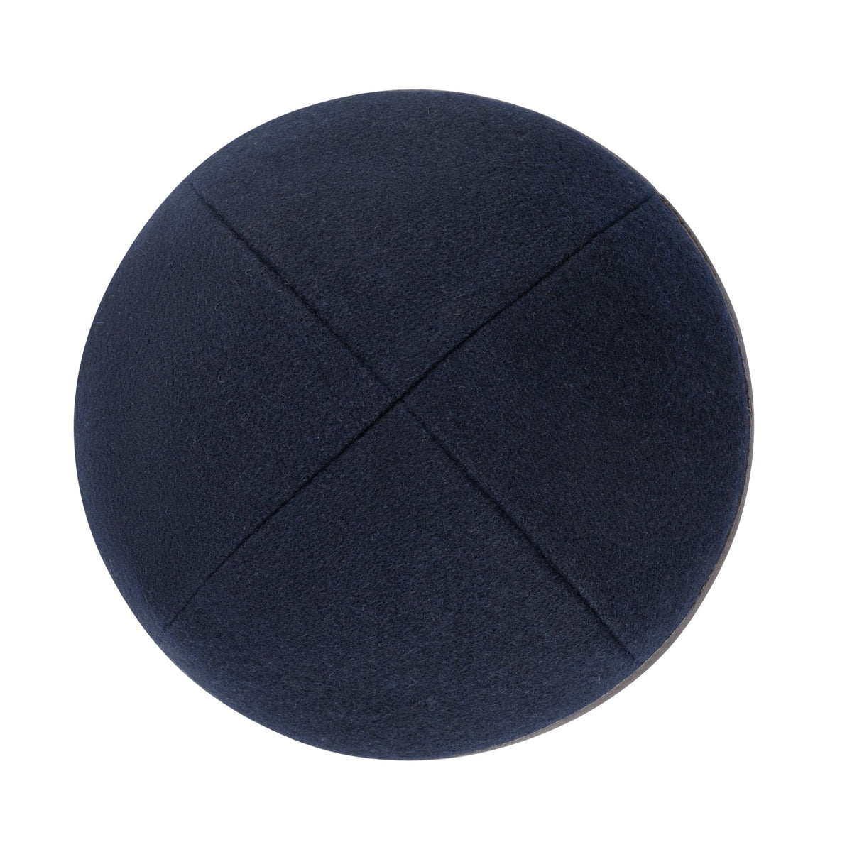 iKippah Navy Wool W/ Brown Leather Rim