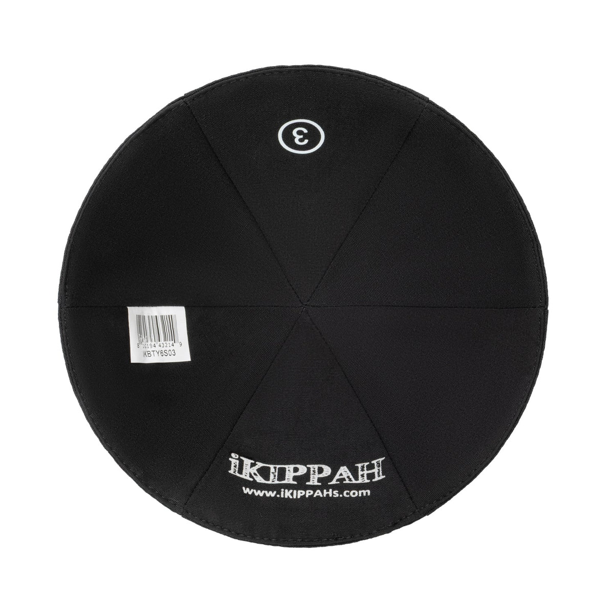 iKippah Yechi Black Terylene W/ Light Blue Embroidery - 6 Panel