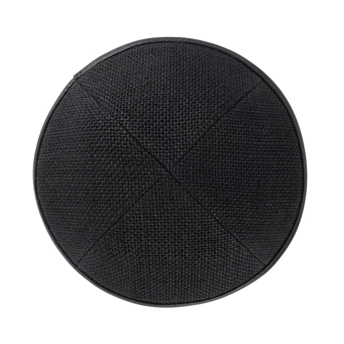iKippah Black Burlap W/ Leather Rim