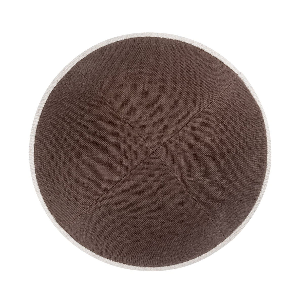 iKippah Brown Linen W/ Tan Linen Rim