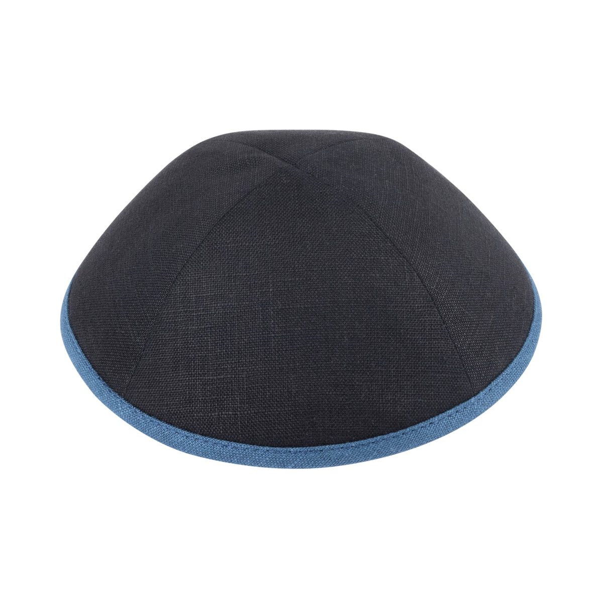 iKippah Black Linen W/ Ocean Blue Rim