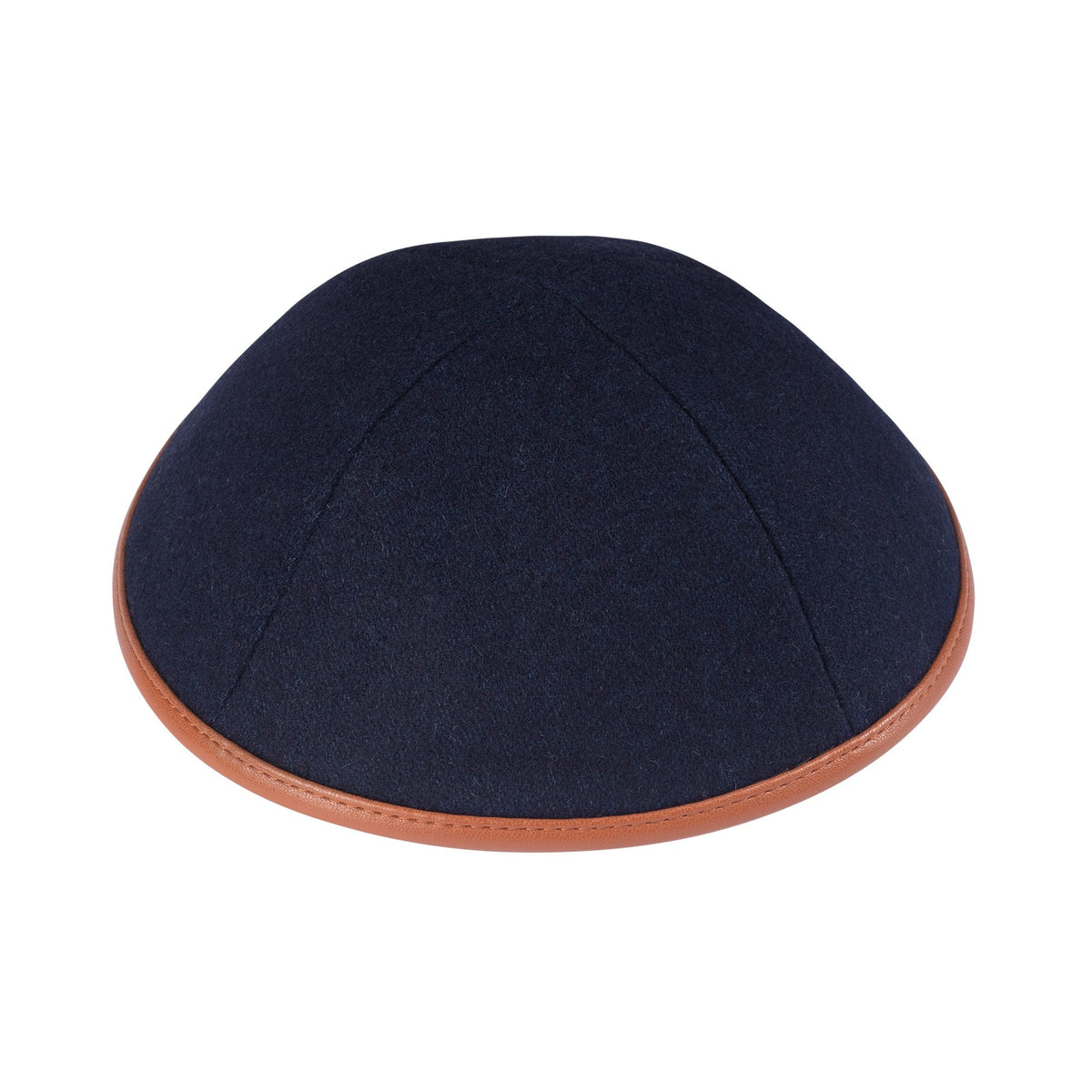 iKippah Navy Wool W/ Camel Leather Rim