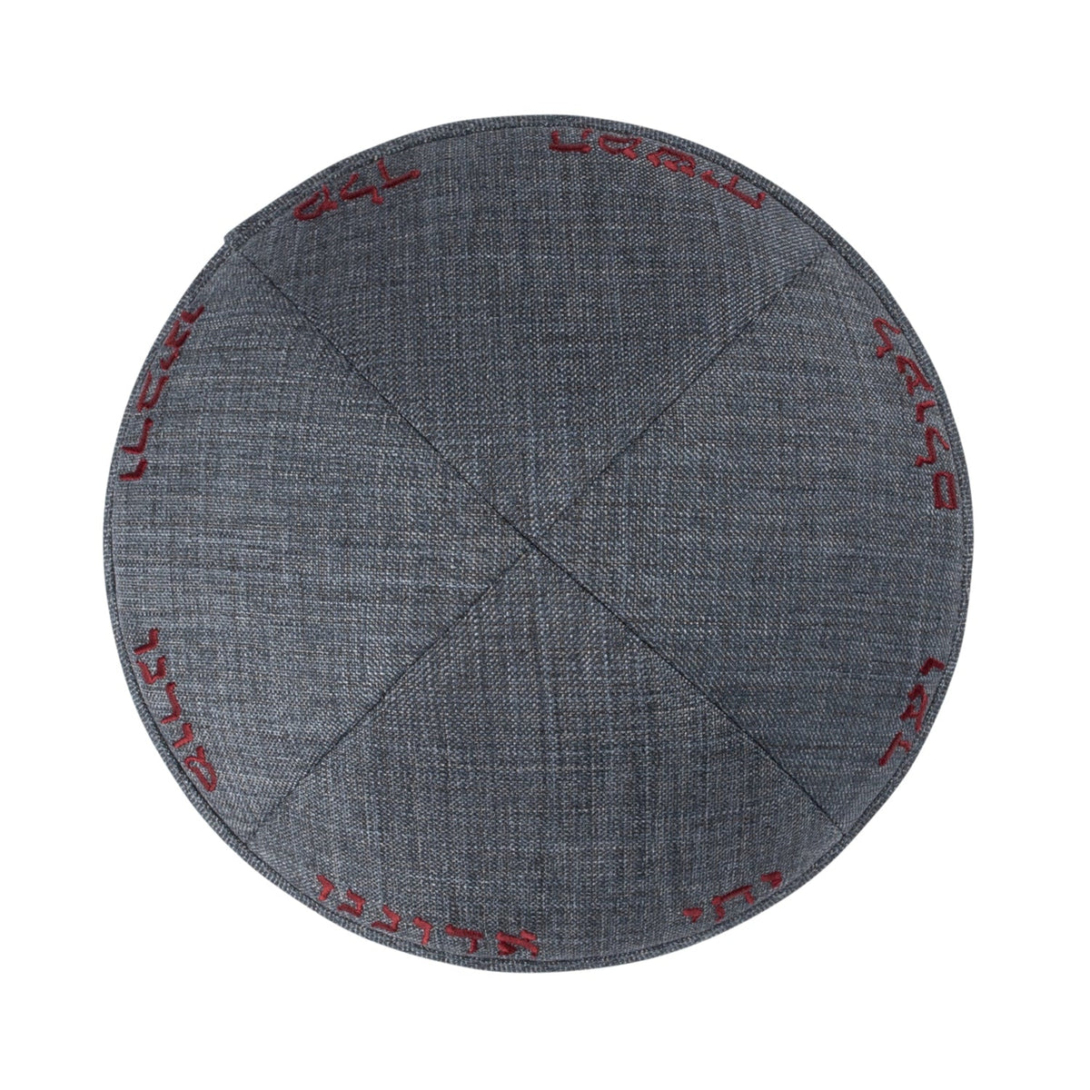iKippah Yechi Gray Suiting W/ Red Embroidery