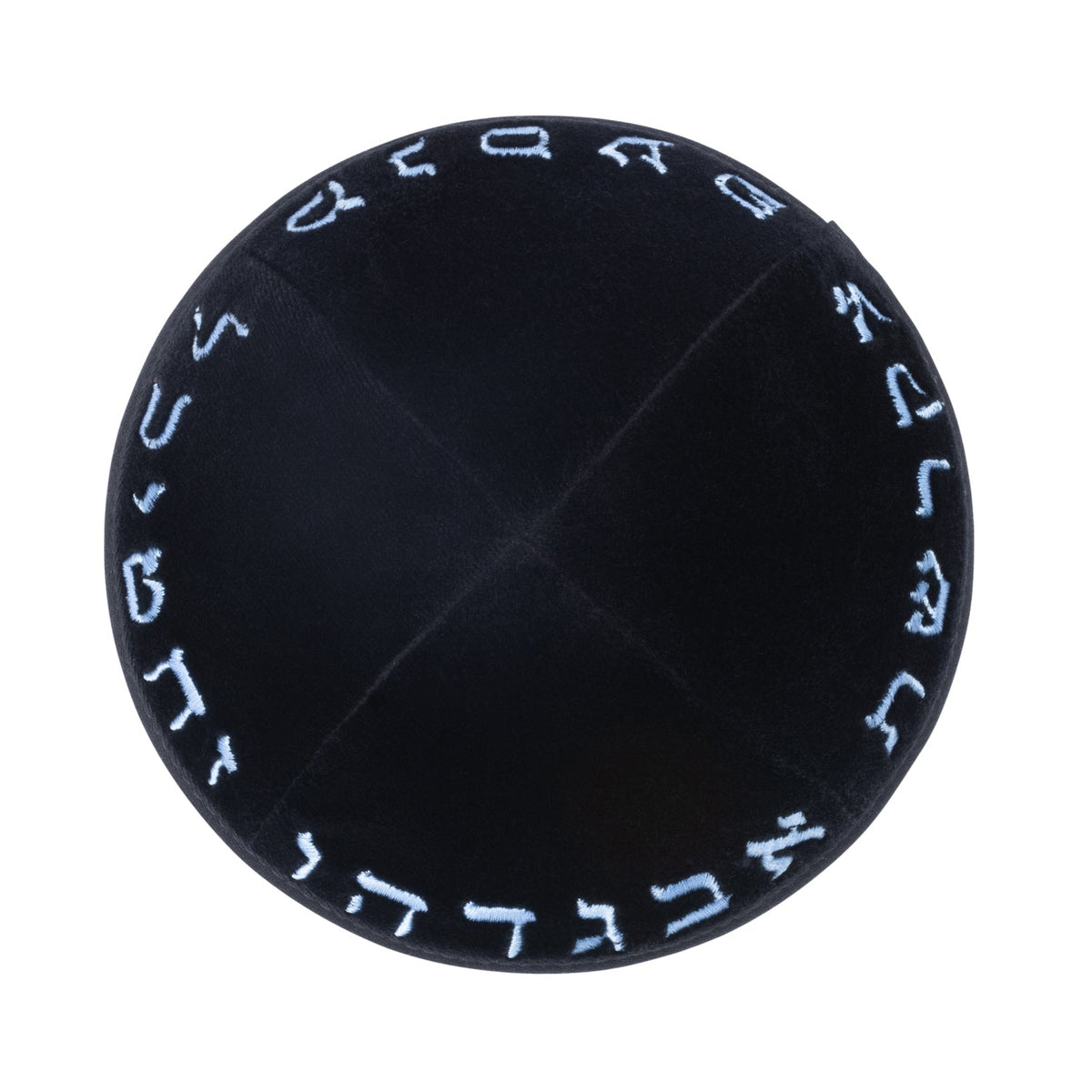 iKippah Black Velvet W/ Light Blue Aleph Bais