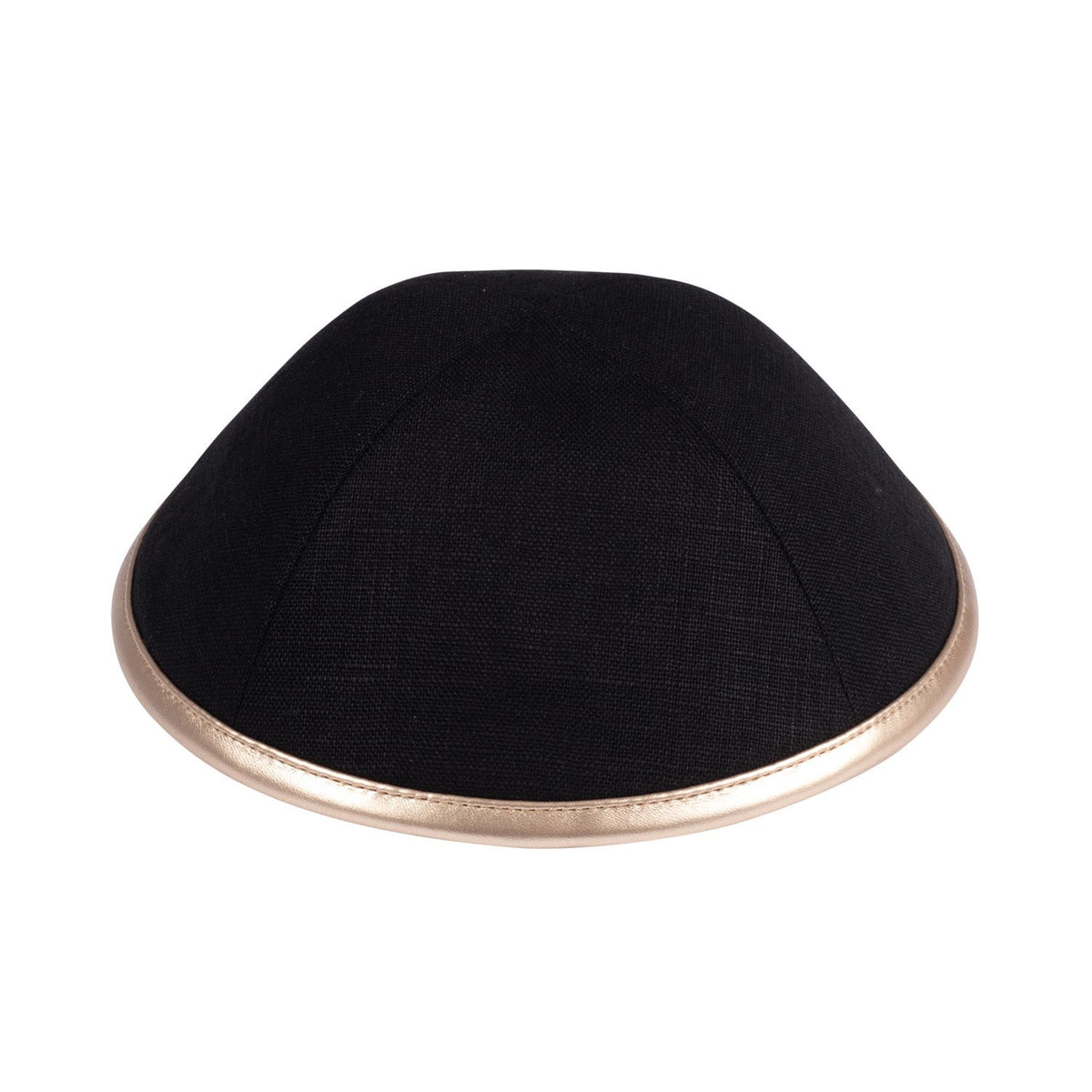iKippah Black Linen W/ Leather Rim