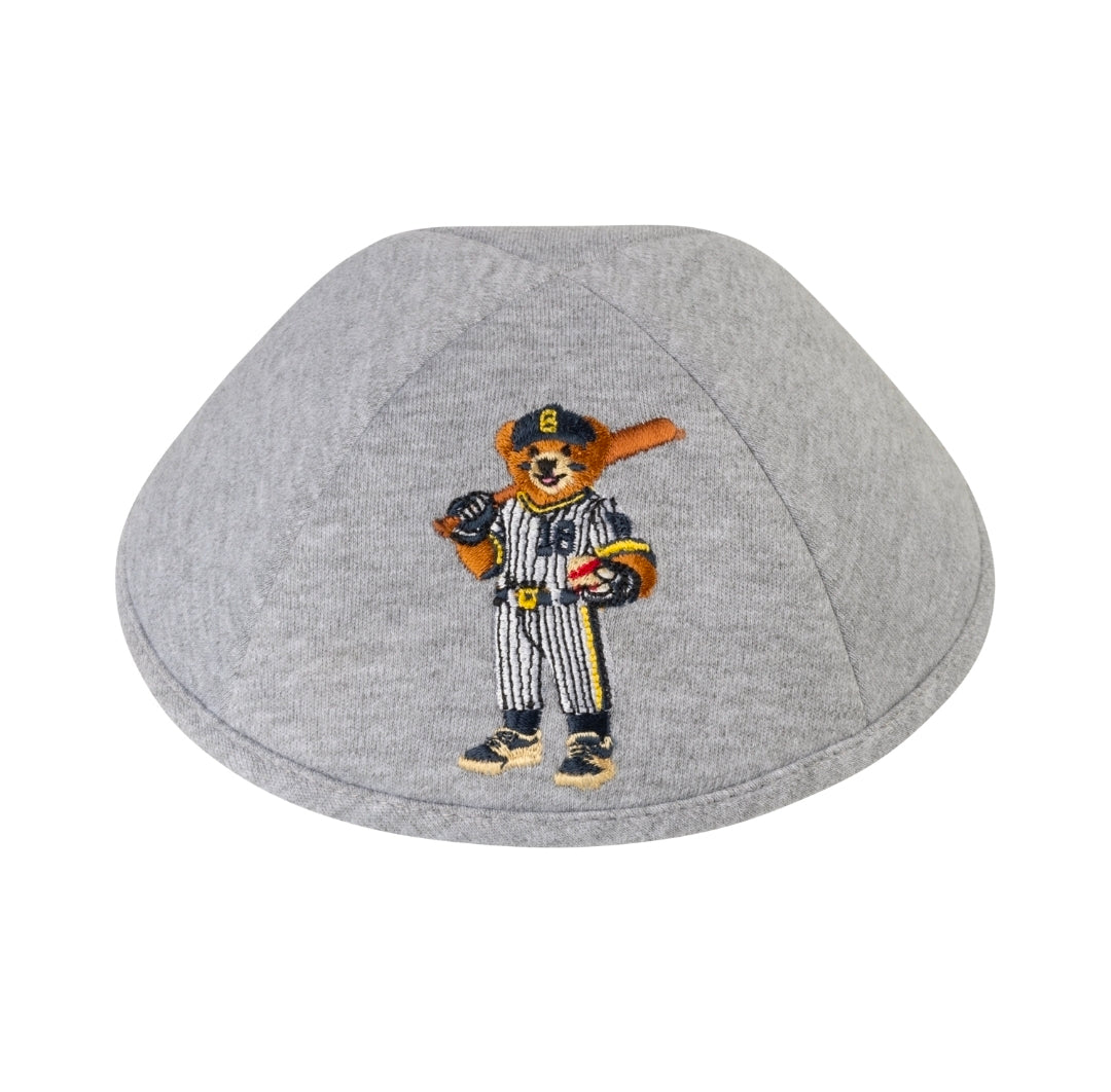 iKippah Baseball Dov Bear - Gray Jersey