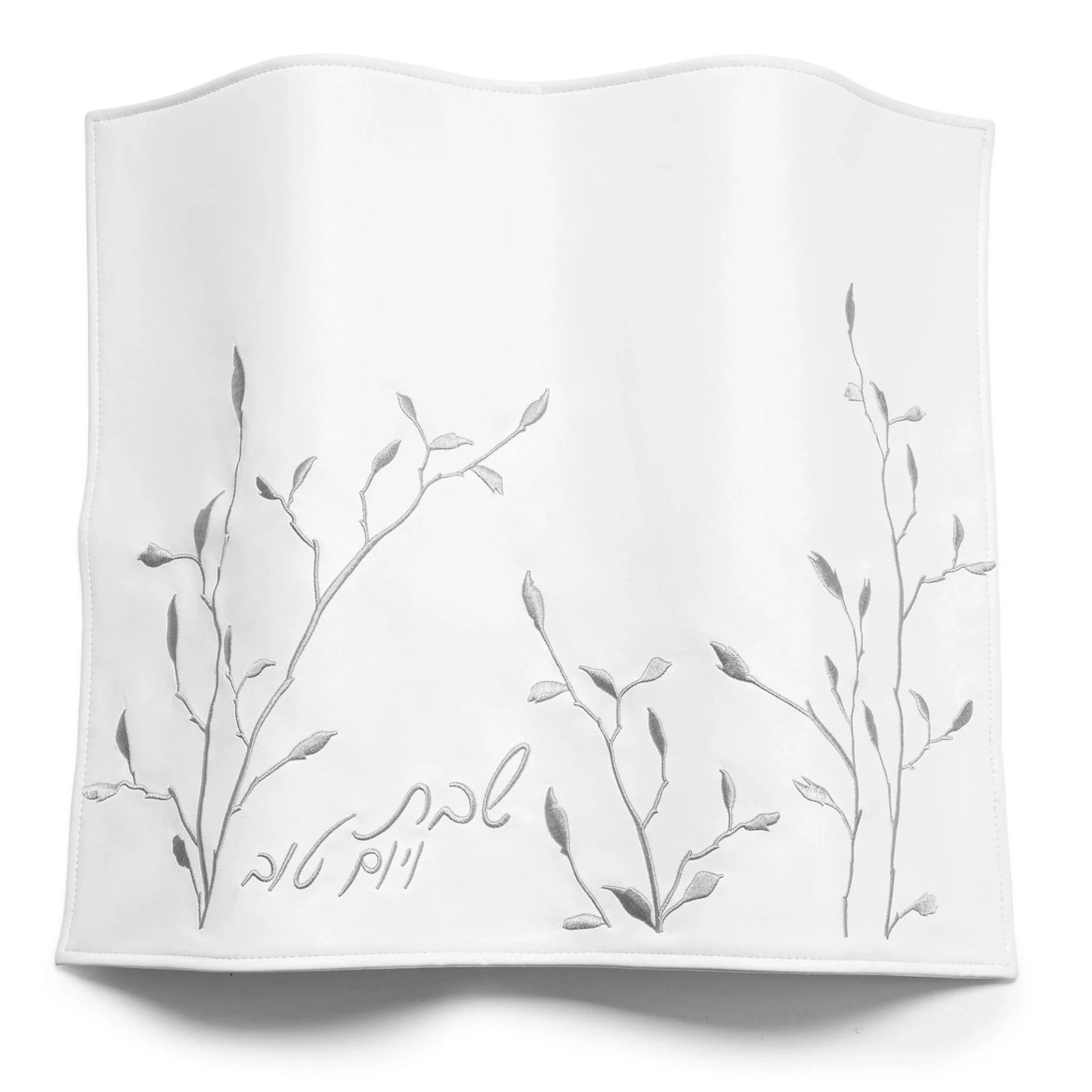 PU Leather Challah Cover - Leaf - Silver