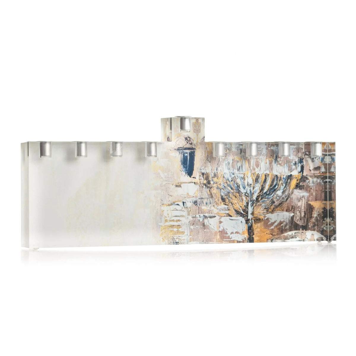 Painted Menorah W/Inserts - Jerusalem