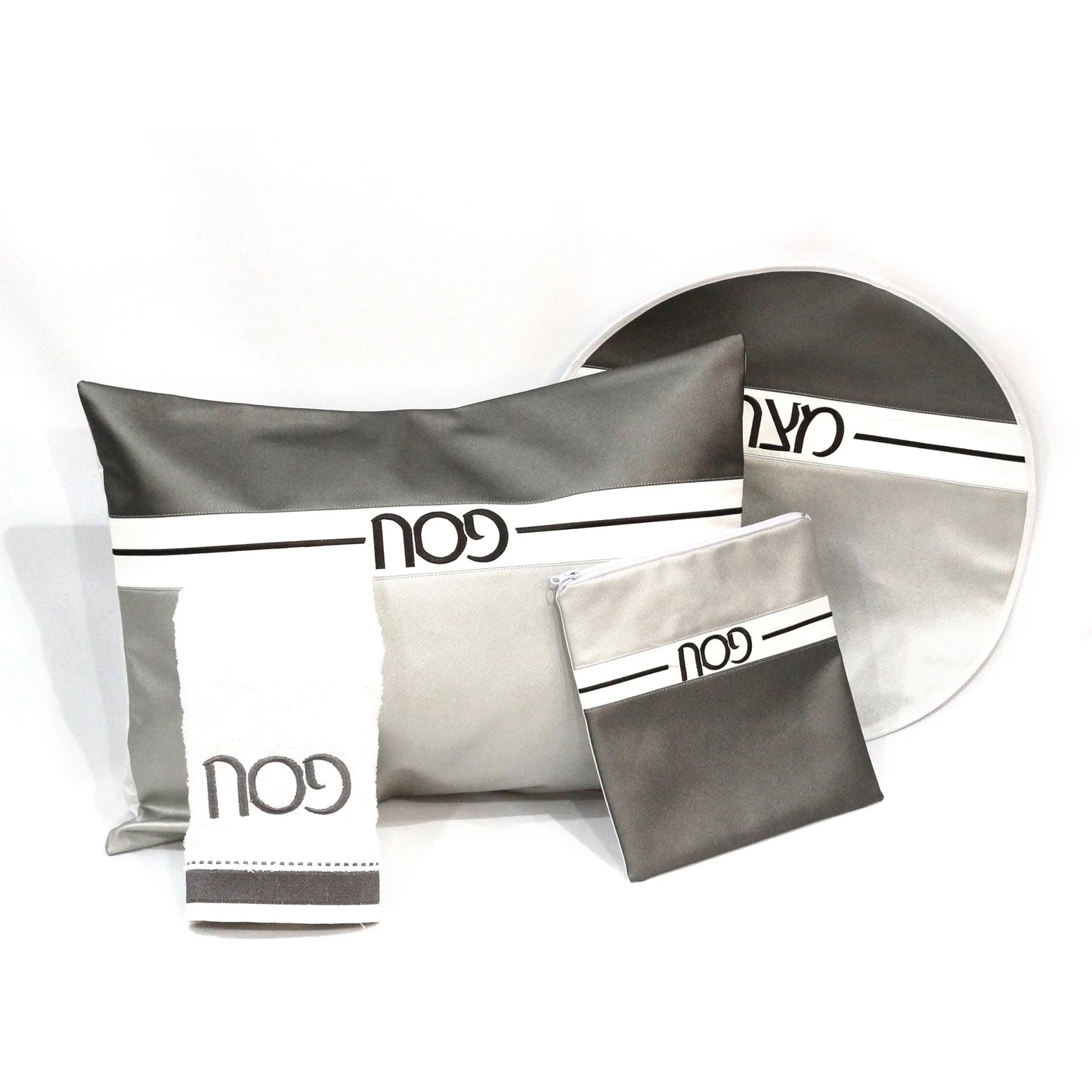 Horizontal Pesach Set-GRAY/WHITE/SILVER
