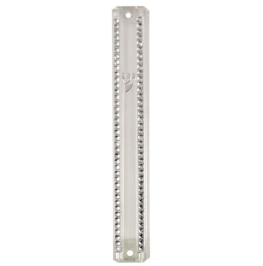 Water Proof Mezuzah Holder 15cm - Clear W/Stones