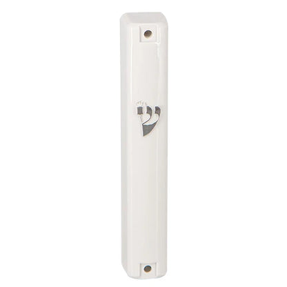 Water Proof Mezuzah Holder - White [Silver ש]