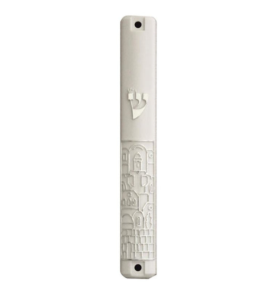 Water Proof Mezuzah Holder 20cm - White W/Design