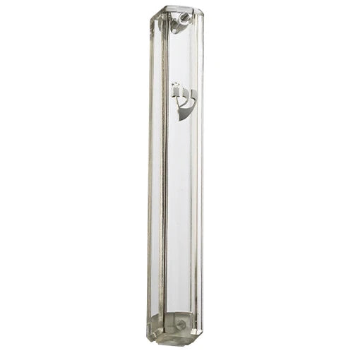 Water Proof Mezuzah Holder - Clear [Silver ש]