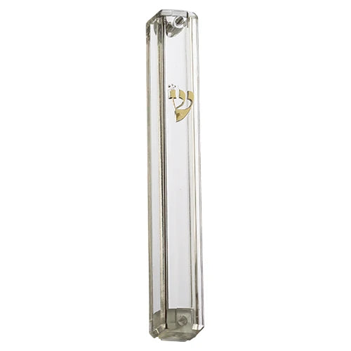 Water Proof Mezuzah Holder - Clear [Gold ש]