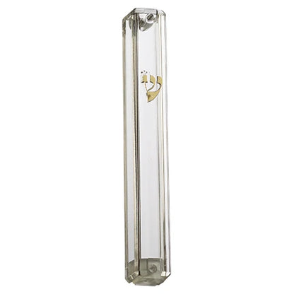 Water Proof Mezuzah Holder - Clear [Gold ש]
