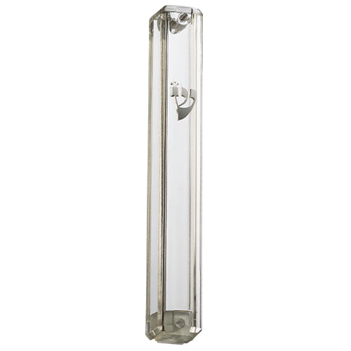Water Proof Mezuzah Holder 15cm - Clear [Silver ש]