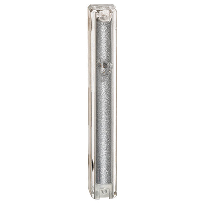 Water Proof Mezuzah Holder 12cm - Clear/Silver Glitter