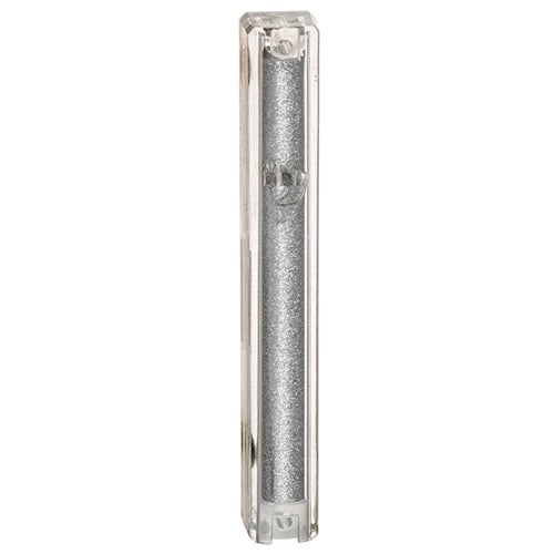 Water Proof Mezuzah Holder - Clear/Silver Glitter