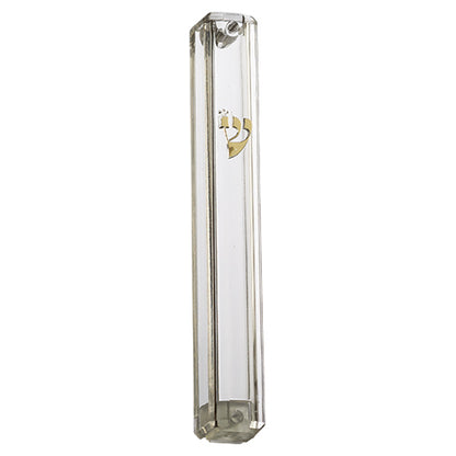 Water Proof Mezuzah Holder 15cm - Clear [Gold ש]