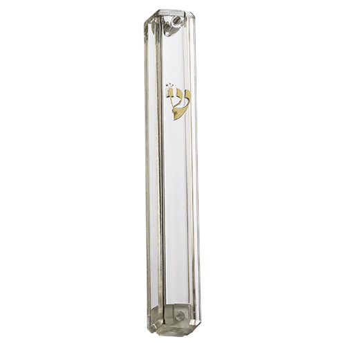 Water Proof Mezuzah Holder 15cm - Clear [Gold ש]