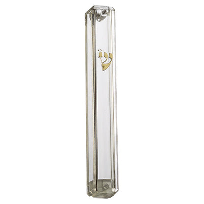 Water Proof Mezuzah Holder - Clear [Gold ש]